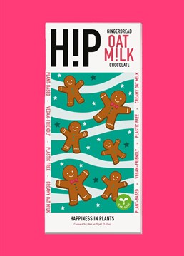 Yummy gingerbread oat milk chocolate Plant based 10/10 deliciousness Limited edition H!P creamy oat m!lk chocolate with crunchy gingerbread pieces will be sure to get you in the Christmas spirit. Perfect for any chocolate lover this Christmas.
